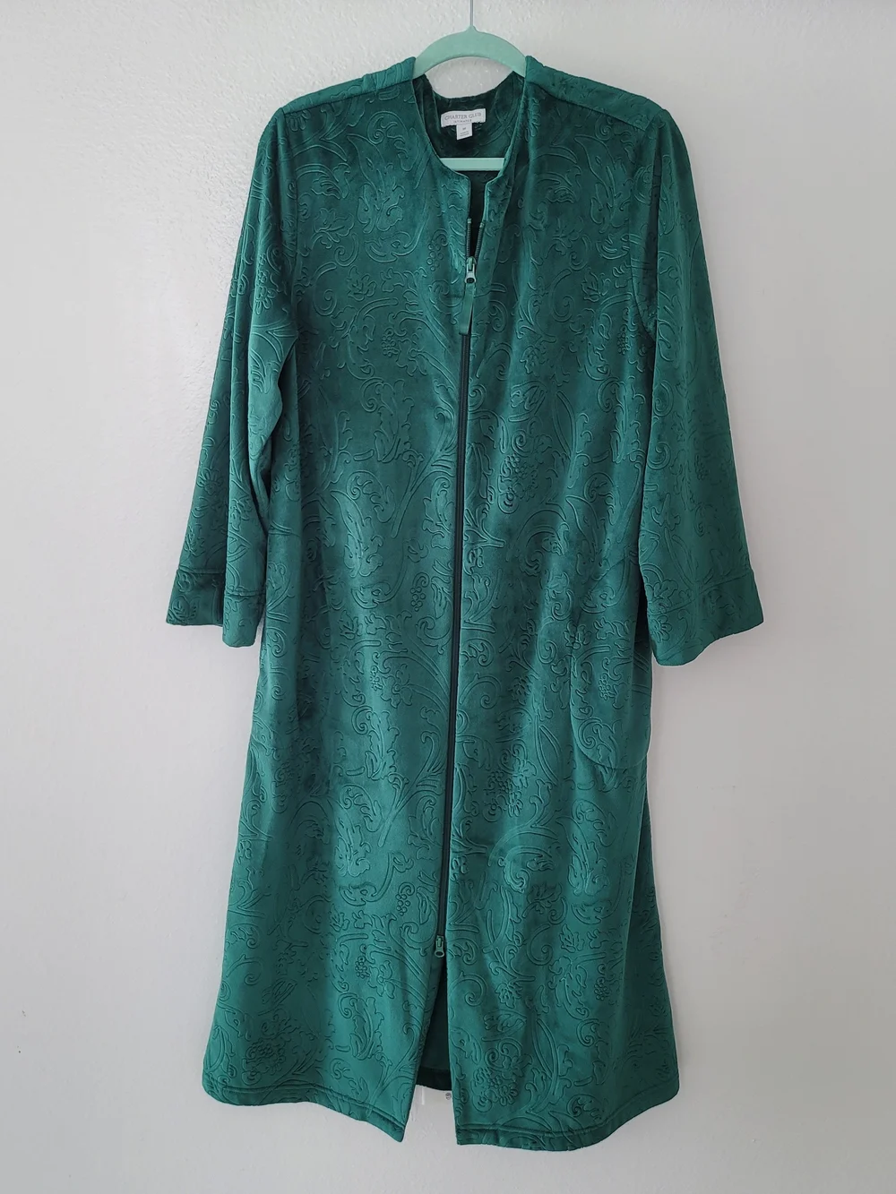 Charter Club Women's Embossed Velour Zip-Front Robe  Exclusive Size M